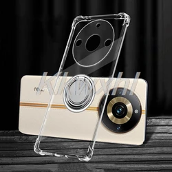 Enhanced Shockproof Phone Case with Back Ring Holder Bracket for Realme Narzo 60 Pro (Ring Case Clear)
