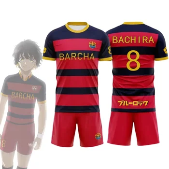 Anime # Set Costume Cosplay BACHIRA 8, Maglia da Calcio FC Barcha, Costume SO RUIZ, Uniforme da Calcio PICASSO con Stampa 3D