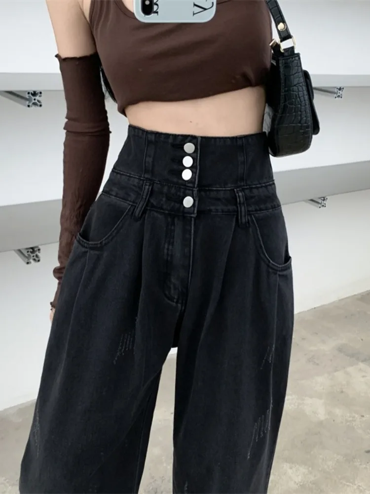 Black Jeans For Women In Spring 2024, Slimming And Loose Fitting Denim Wide Leg Pants  Niche High Waisted Casual Pants
