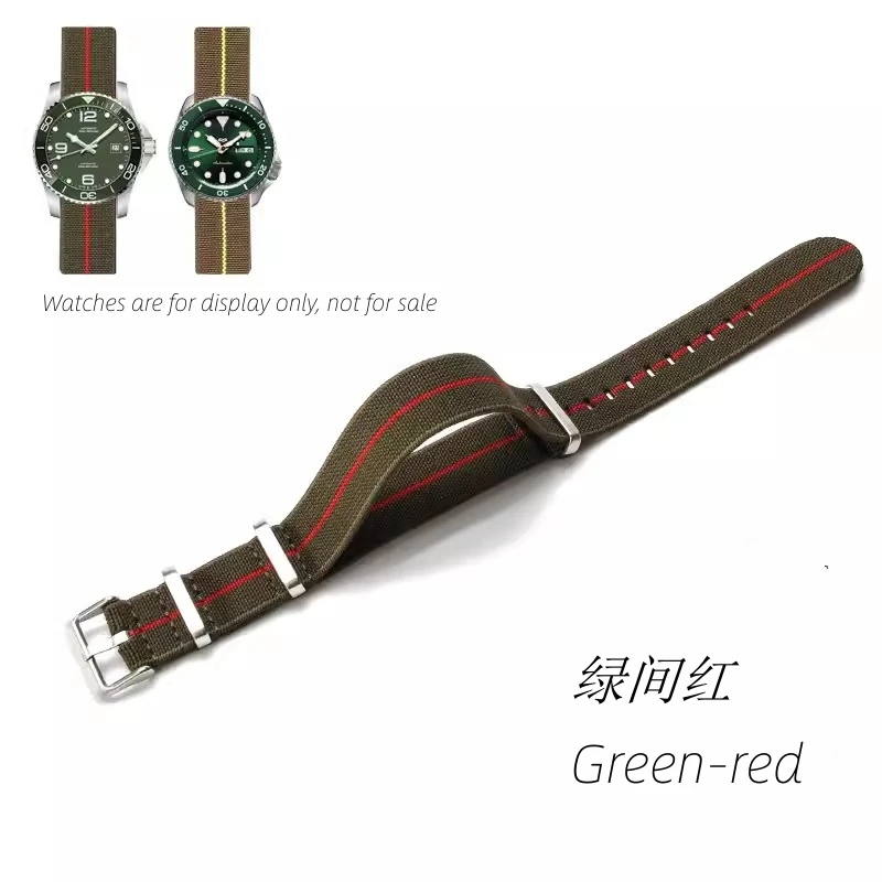 Nizonlaie Cinturino Per Orologio In Nylon Elastico French Troops Cinturino Per Orologio Da Paracadutista Militare Per Uomo Donna Fibbia Nero/Argento 18/20/22mm - Foto 9