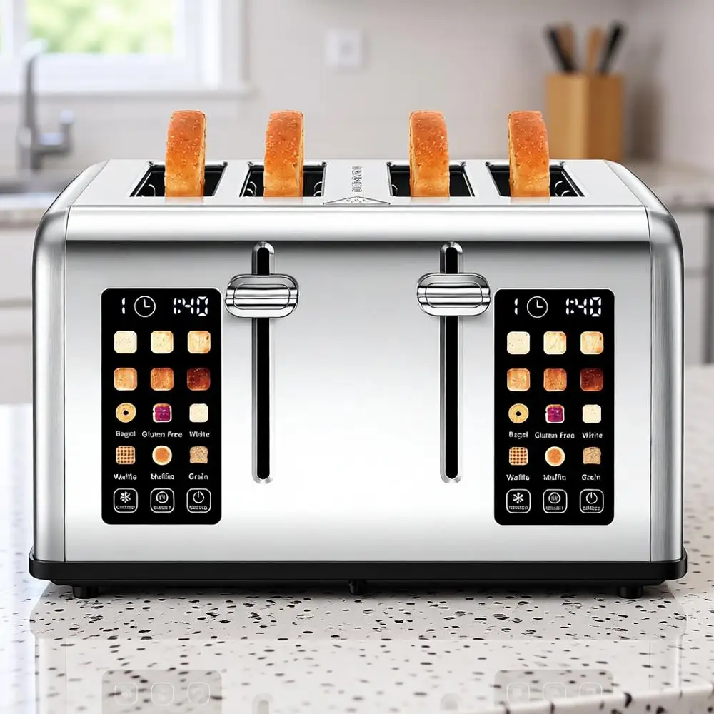 4 Slice Toaster with Touch Control, Wide Slots, Stainless Steel, Smart ...