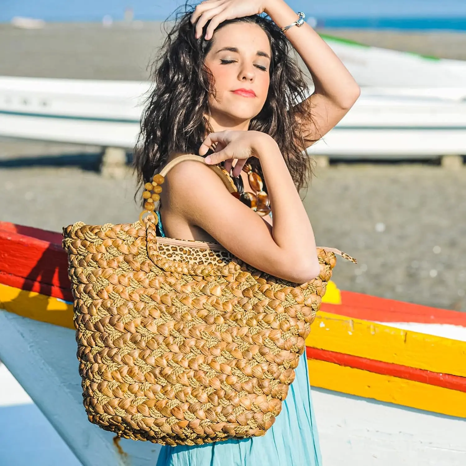 Poignées Remplacement Sac à Main Poignées De Sac En Bois Perlé DIY