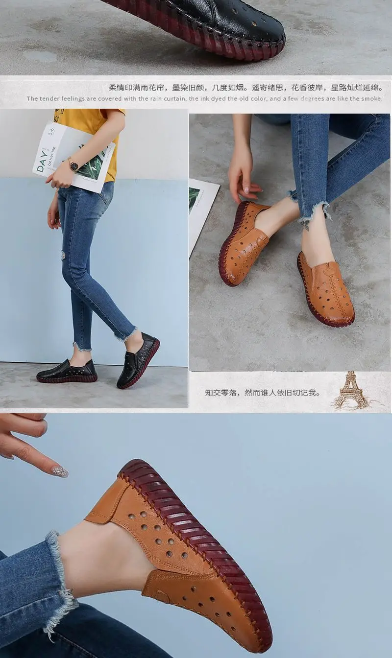 Große Größe 42 Rindsleder Ballerinas Mokassins Loafer Damen Sommer Cut-Out Schuhe Damen Fahr-Mokassins Alltagsschuhe – Detail 22