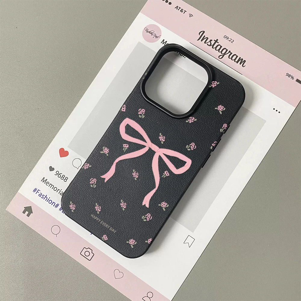 Butterfly Flowers Soft Silicone Phone Case with Bow Design