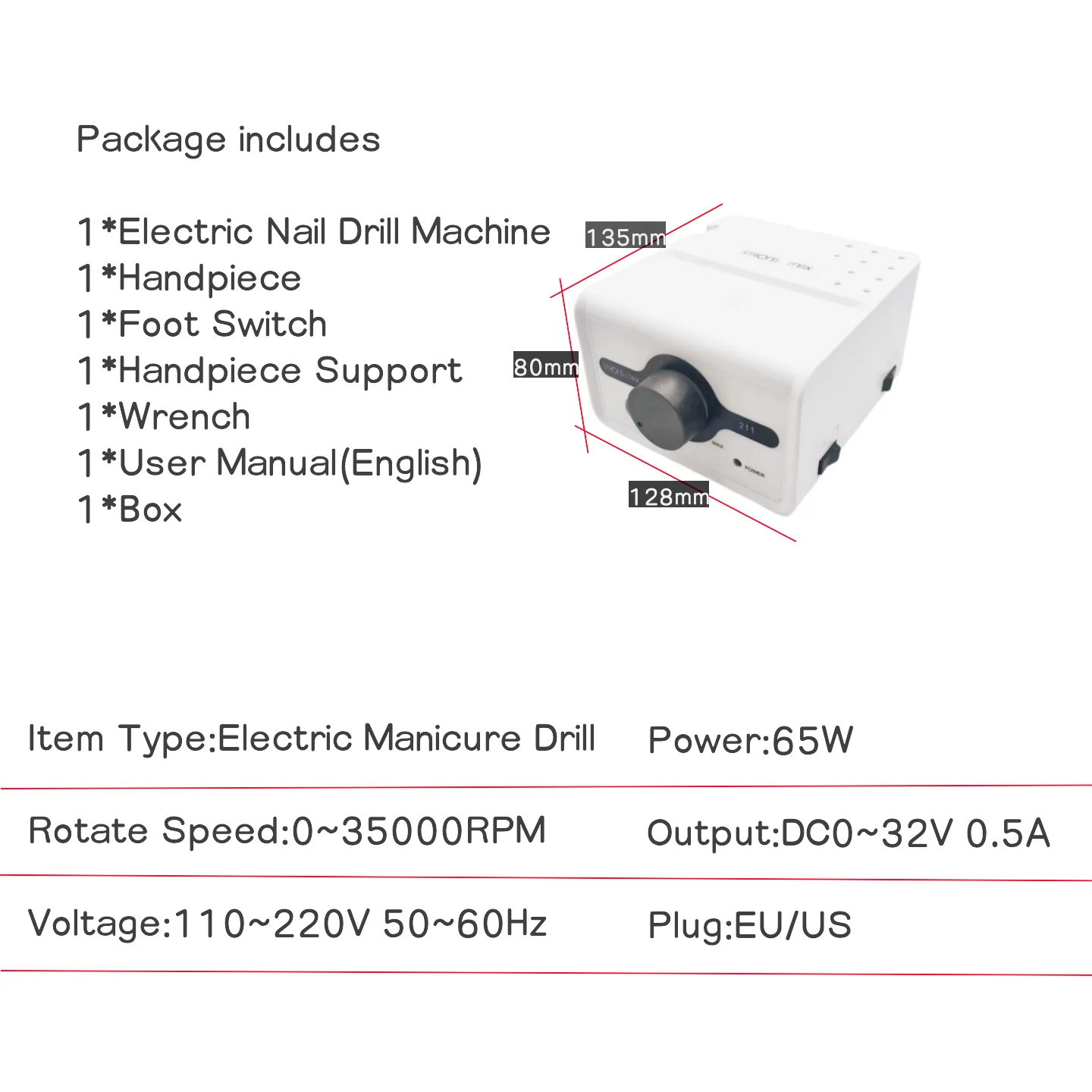 65W Strong Max 211 Electric Nail STRONG 210 45000RPM M45 SH37L High Quality Handpiece Nails Art Tool Pedicure Kit Nail File Set 3