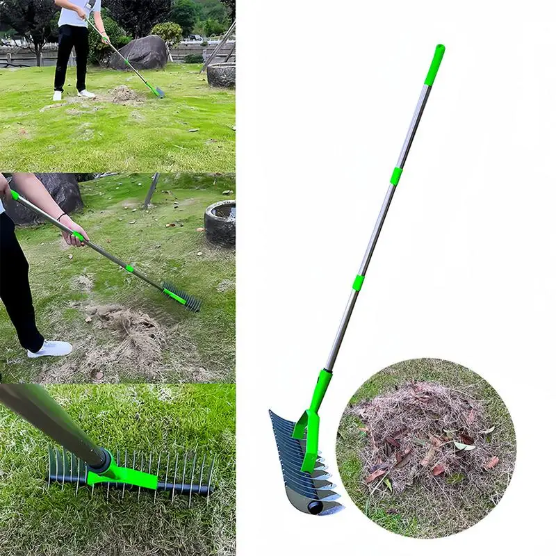 Thatch Rake Wear-Resistant Steel Thatching Rake Scarifier Multifunctional Farm Tool Agricultural Nail Harrow Portable Lawn