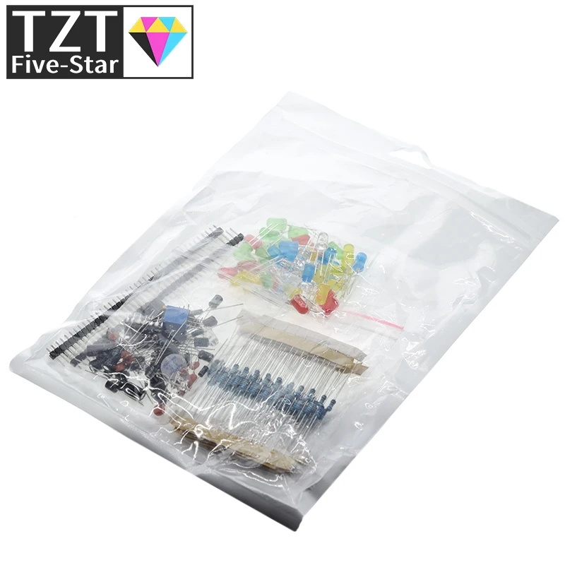 Electronics Starter Kit with LED, Buzzer, Capacitor, Resistor
