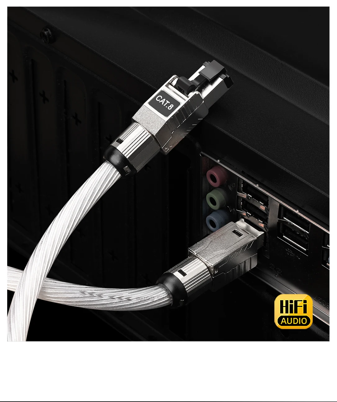 Hifi Ethernet Cable High Performance OCC Silver Plated Cat8 Network Cable Internet Cord for PC Router Laptop 5