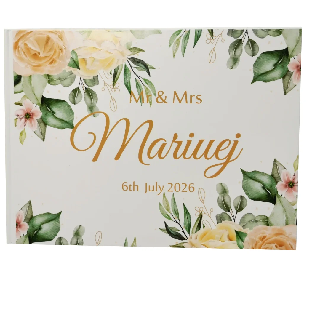 Personalized Yellow Flowers Wedding Guest Book White 38 Sheets Alternative for Wedding Decoration A4 Message Book