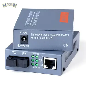 HTB-GS-03 A/B 기가비트 광섬유 미디어 컨버터, 단일 모드, SC 포트, 20km 외부 전원 공급 장치, 1000Mbps, 1 쌍