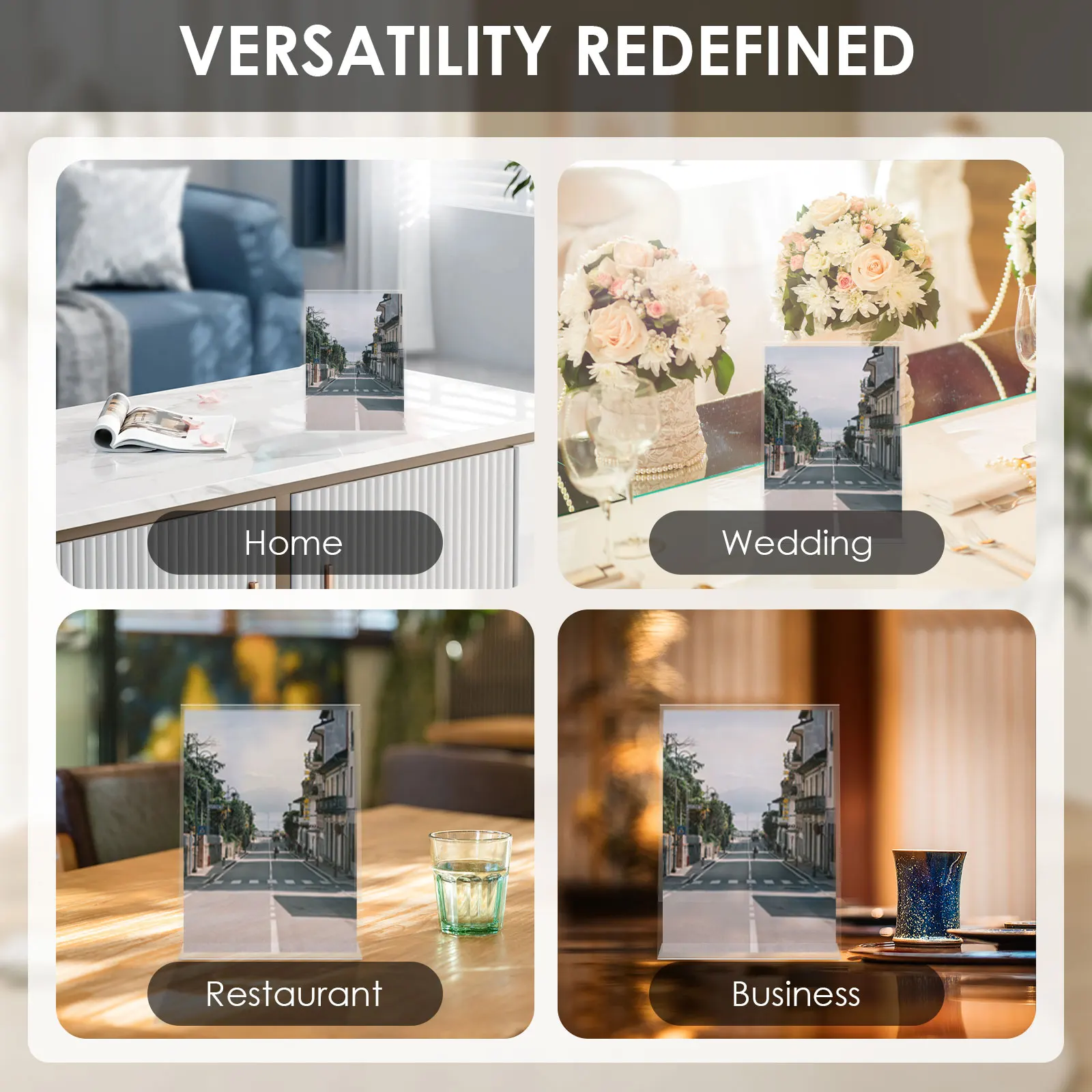 Acrylic Display Holder 3Pcs Acrylic Sign Holder Clear A4 Sign Stand Slanted Menus Holder Flyer Desktop Display Stand Table Top Document
