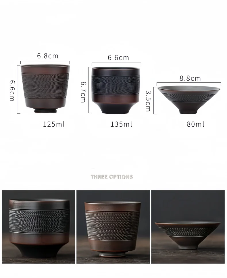 Description Picture 4 of itemRetro Carving Teacups High-end Ceramic Tea Set Cups Purple Pottery Kung Fu Tea Cup Ceramics Teaware Cup for tea Small Teacup