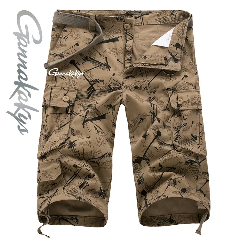 Fishing Pants Men's Summer Cotton Multi Pocket Breathable Camouflage Fishing Shorts Outdoor Military Style Casual Shorts