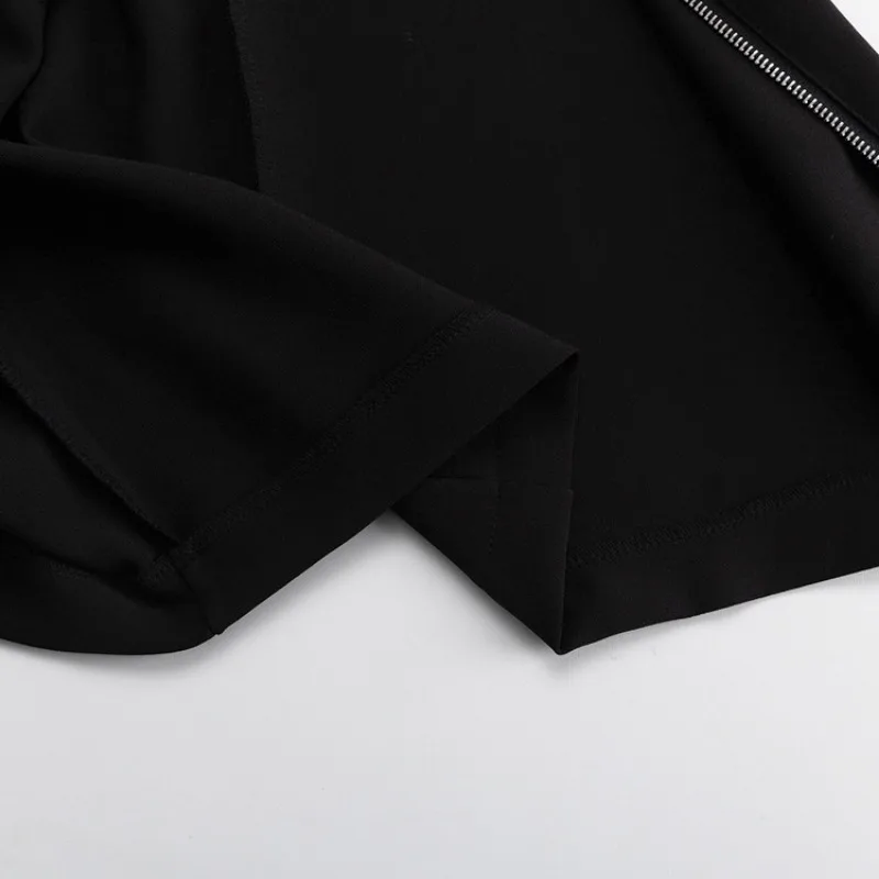 Vestido negro con cremallera y aberturas laterales para mujer, elegante y ajustado, estilo retro, para fiesta y noche.