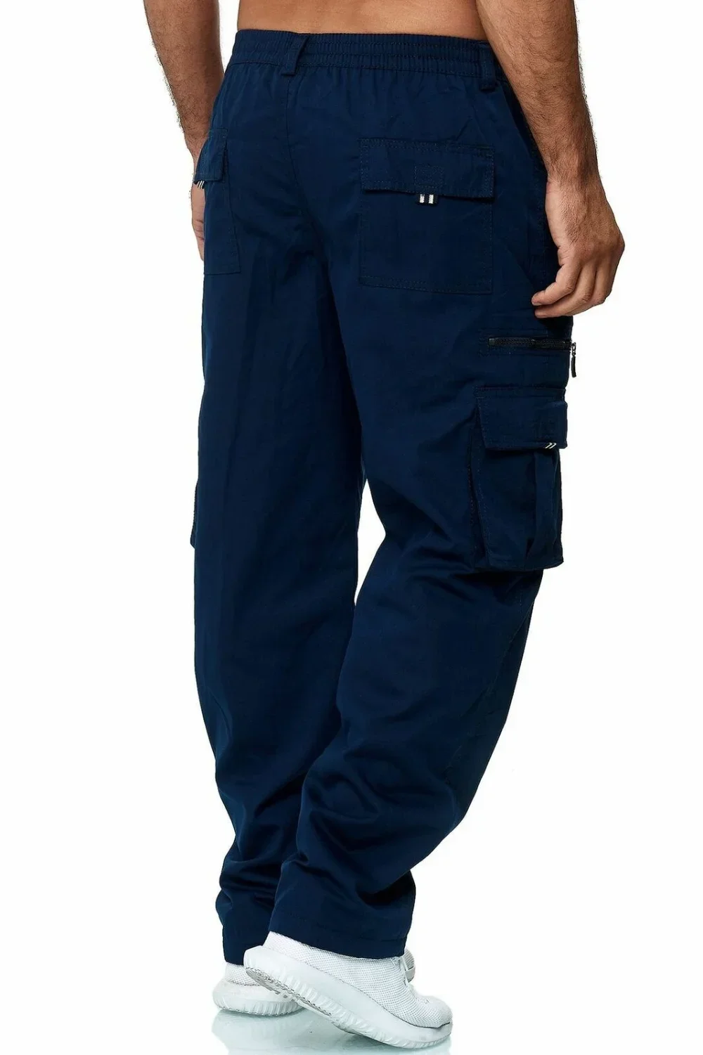 Men's Cargo Trousers Elastic Waist Elastic Multi-pocket Loose Combat Work Pants Outdoor Fitness Sports Casual Pants S-4XL 4