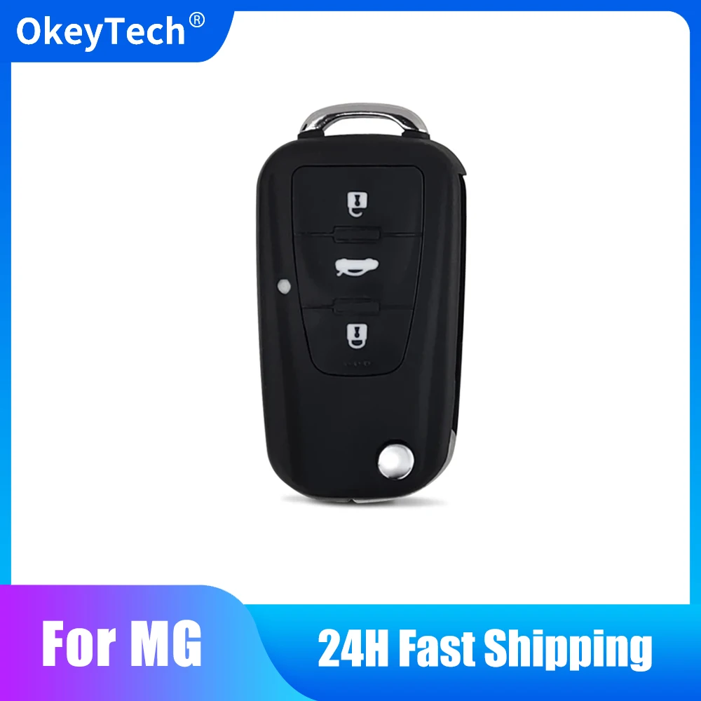 Okeytech 3 Pulsanti Flip Fold Remote Control Car Key Shell Case Per New Mg Gs Roewe Mg7 Gt Gs 350 360 750 W5 Key Fob Lama Non Tagliata