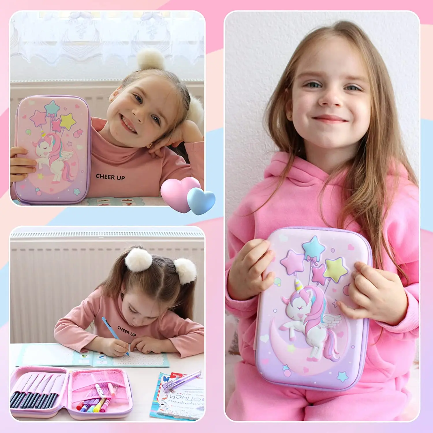 Pencil Cases 3D Kawaii With Lock Unicorn Organizer