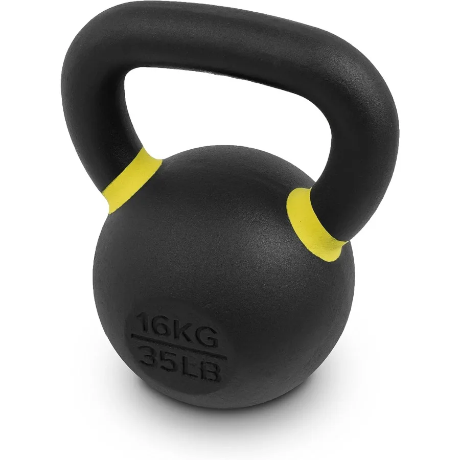 Premium Cast Iron Kettlebells Powder Coated Kettle Bell Weights - Includes LB and KG Weight