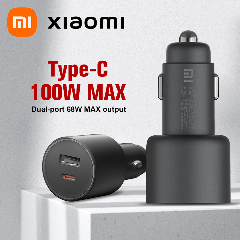 Xiaomi Mi 100W MAX 1A1 Car Charger Fast Charging Dual-port USB-A USB-C Smart Device Fully Compatible With Light Effect Display