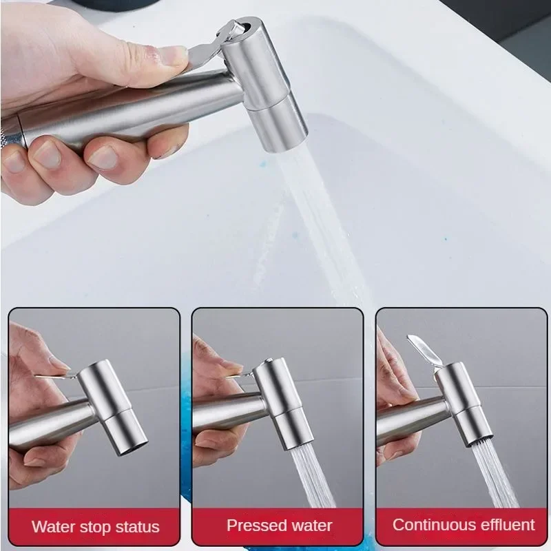 Bidet Spray Gun 304 Stainless Steel Toilet Companion Spray Gun Set Bathroom High Pressure Nozzle