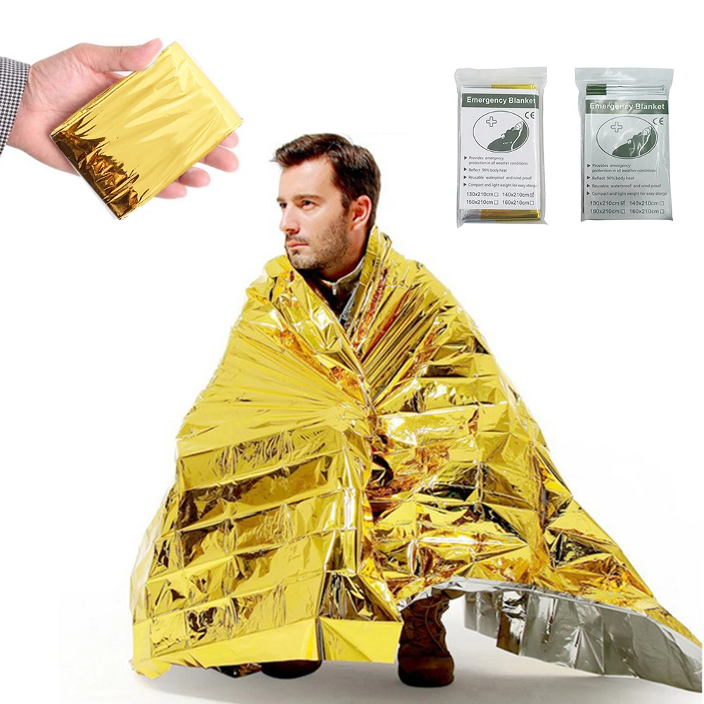 Outdoor Emergency Blanket Survival First Aid Rescue Kit Waterproof Foil Thermal Blanket Insulation Hot for Camping 5Pcs
