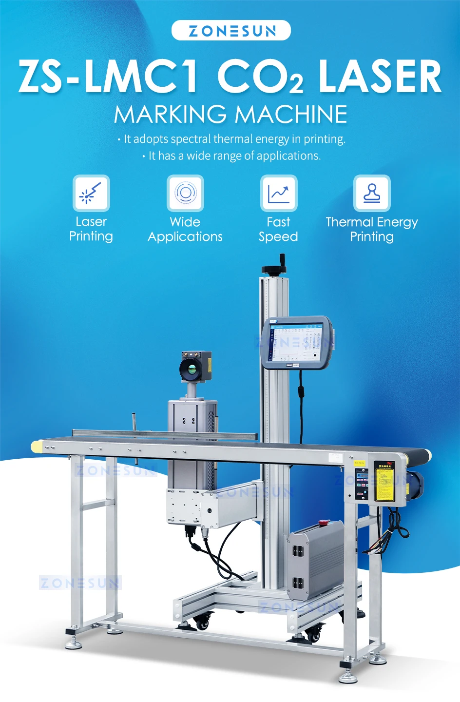 ZONESUN ZS-LMC1 Automatic CO₂ Laser Date Code Printing Machine