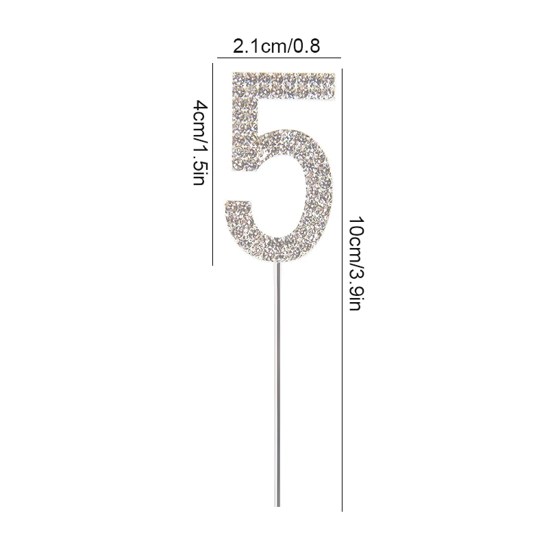 Gold and Silver Glitter Number Cake Toppers - Elegant Birthday and Celebration Decor