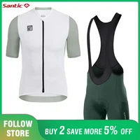 Santic 2025 Cycling Set for Men Summer Short Sleeve MTB Cycling Jersey Padded Bib Shorts Quick Dry Breathable Bicycle Clothing 1