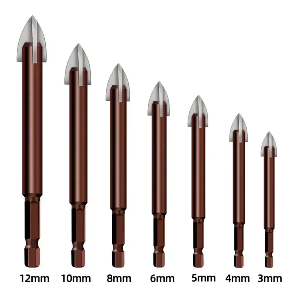 Drill Bits 1pc Cross Hex Tile Bits 3/4/5/6/8/10/12mm For Glass Ceramic Concrete Hole Opener