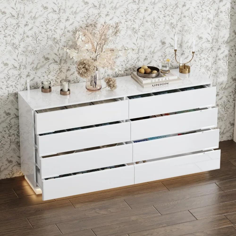 White LED 8-Drawer Dresser 3