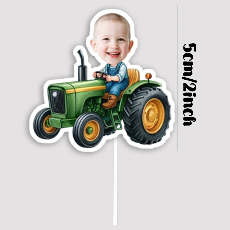 Anpassbare Geburtstags-Portrait-Traktor-Aufkleber mit Bauernhoffahrzeug-Muster und Kuchendekoration, Dekoration für Geburtstagsfeiern für Jungen und Mädchen – Detail 8