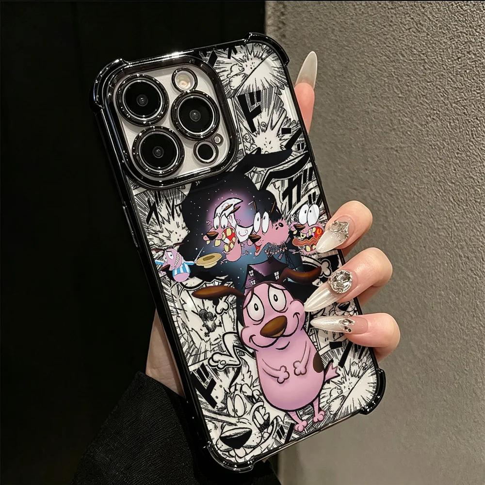 Cartoon Courage the Cowardly Dog Protective Phone Case with Anti-Fall Airbag