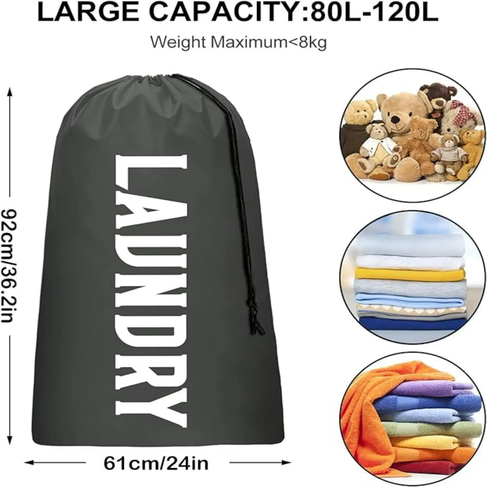 Clothes Storage Bag Oxford Cloth Laundry Bag Round Handle Dirty Laundry Storage Basket 2