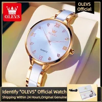 OLEVS 5872 mode marque de luxe Quartz montre pour femme élégant en céramique or Rose robe étanche montre pour femme Relogio Feminino 1