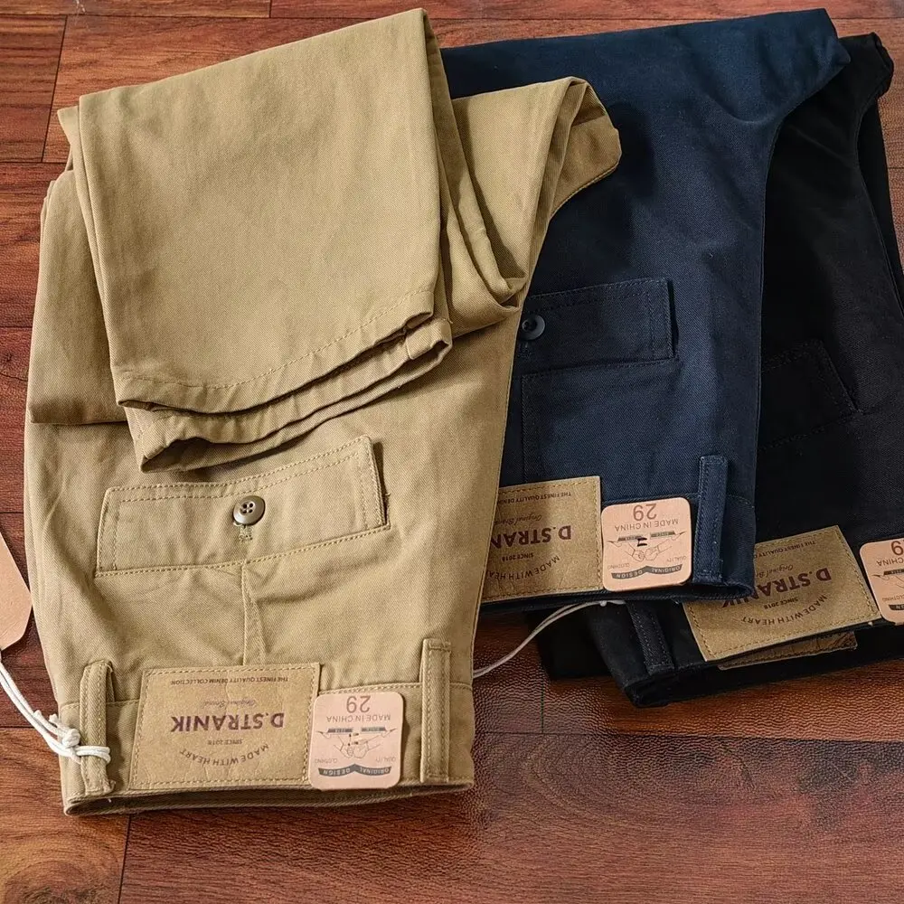 Men's Casual Cotton Work Trousers Straight Leg Thick Washed Khaki Spring Autumn Wear Comfortable Breathable Fashionable - 2