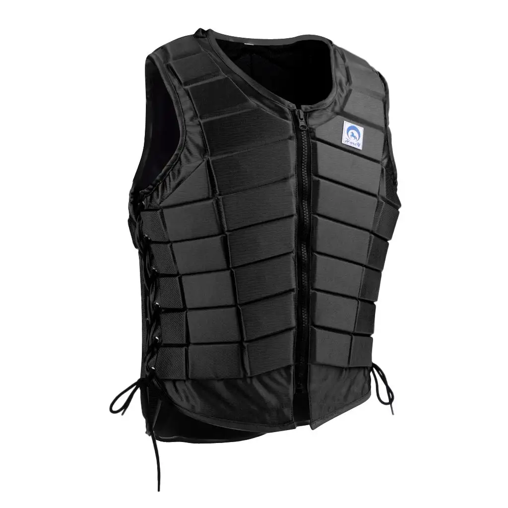 Black EVA Padded Adult Horse Riding Equestrian Waistcoat Shock Absorption Impact Reduction