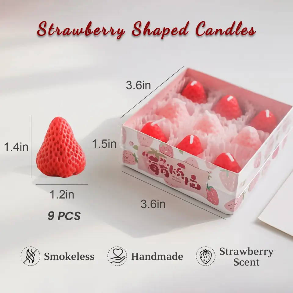 PartyKindom, 8 candele alla fragola per compleanno aromatico candela con simpatici a forma di frutta per casa, bagno, bar, regali per feste
