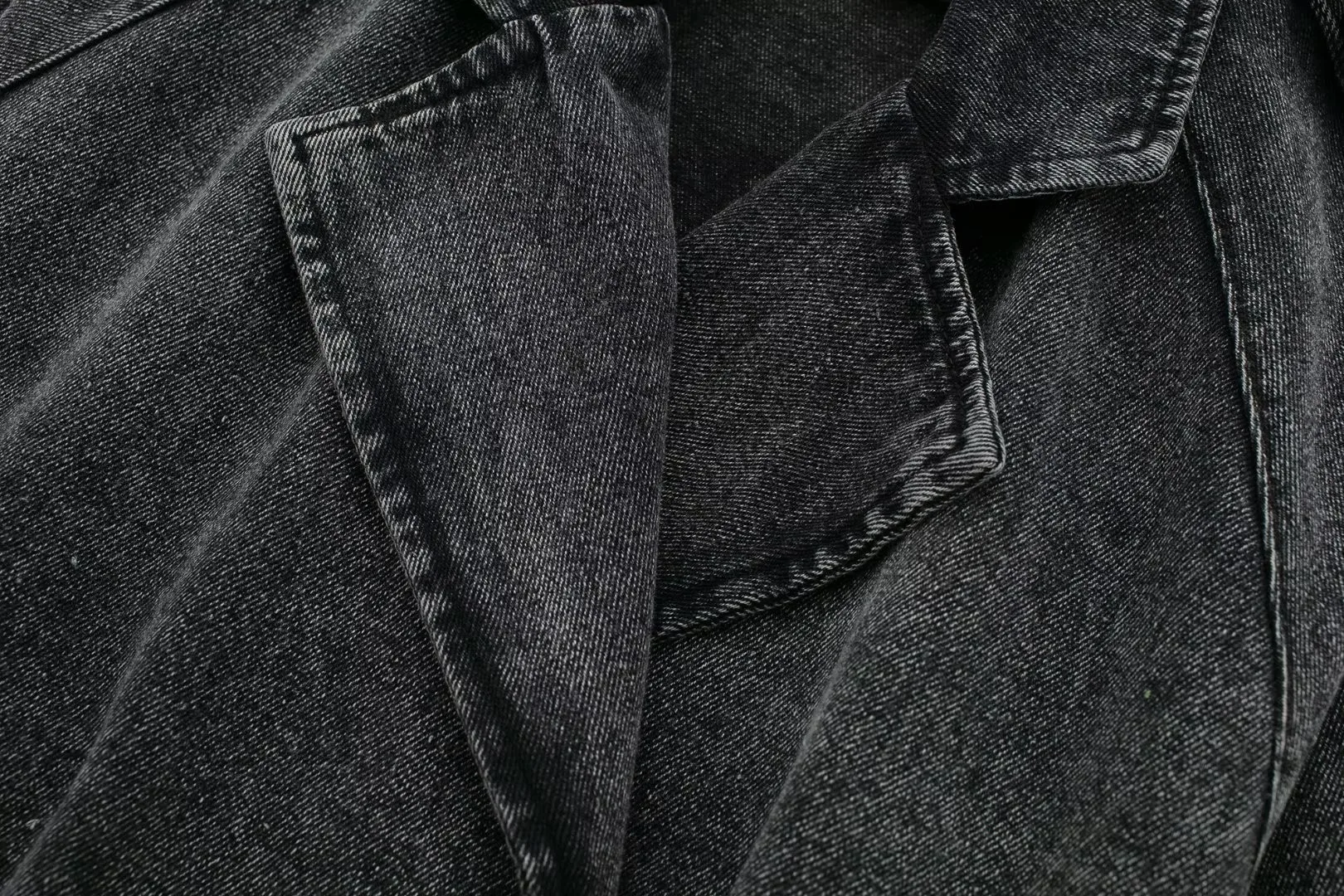 Autumn Lapel Notched Collar Washing Blue Denim Jacket Vintage Women Hem Buckle Belt Draped Jean Coat Cool Outerwear 3 Color photo