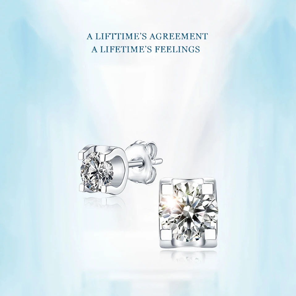 LECLAT Moissanite Stud Earrings Studs White Gold Plated Sterling 925 Silver  D VVS1 Round Cut Diamond Screw for Women Daily