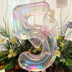 Set of 2 Colorful Transparent Digit Balloons with Bow - Other (5)