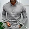 Autumn Thick Warm Knitted Sweaters Comfy Clothing Half Zip Fleece Winter Coat Solid Long Sleeve Turtleneck Shirts Pullover Men 3