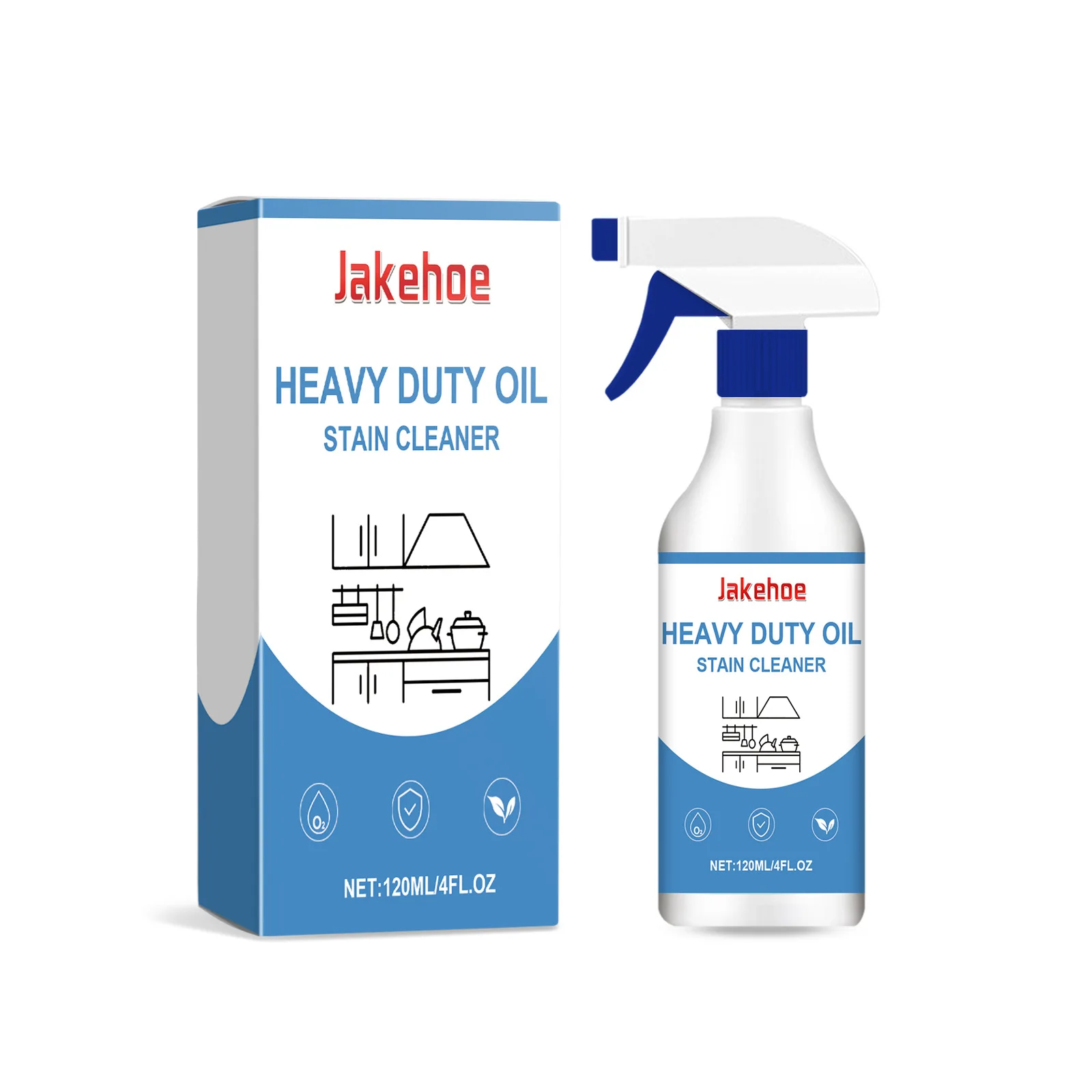 JAKEHOE Heavy Duty Grease Cleaner, Cleaning Stubborn Oil Stains Kitchen Range Hood Oil Cleaner
