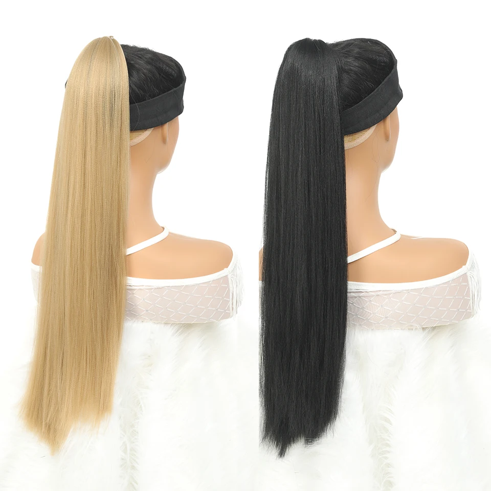 LUPU Synthetic Ponytail Hair Extensions Long Straight False Horse Tails With Rubber Band Fake Hairpiece For White Black Woman