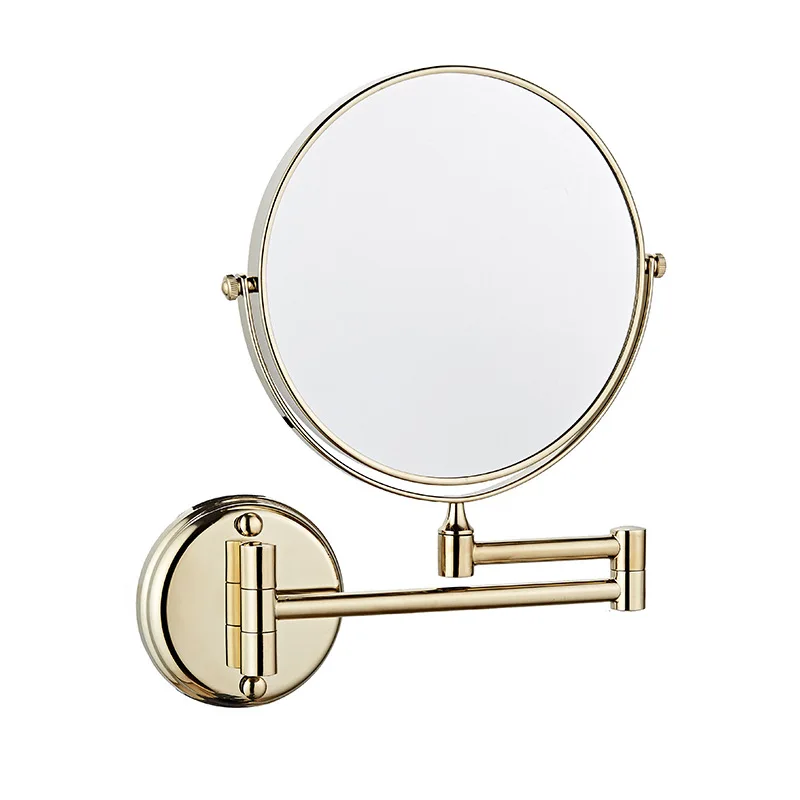 Triple Mirror Chrome Round 6'' 8 Inch Double Sides Modern Vanity Cosmetic Bath Mirror Swivel Mirror Rotatable Makeup 5