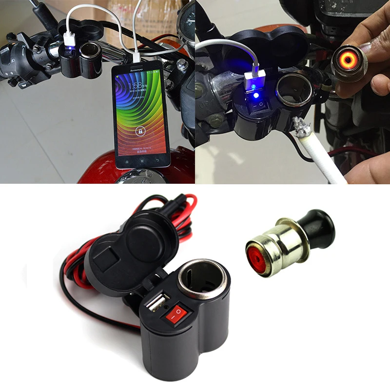 Universal Motorcycle Mobile Phone Charger 12v USB Socket Charging