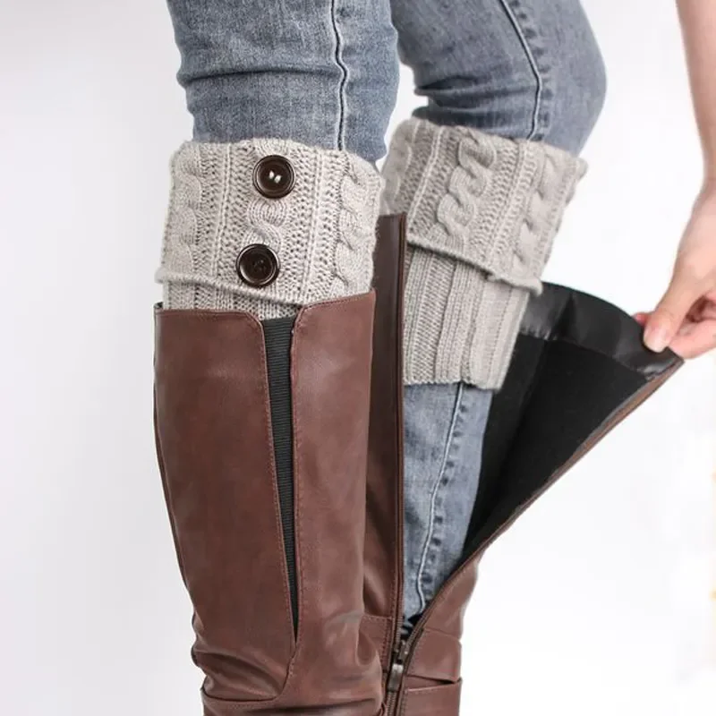 Leg Warmers Fried Dough Twists wool socks Solid Color Women Crochet Boot Leg Warmers Boot Cover Keep Warm Socks Toppers Gaiters