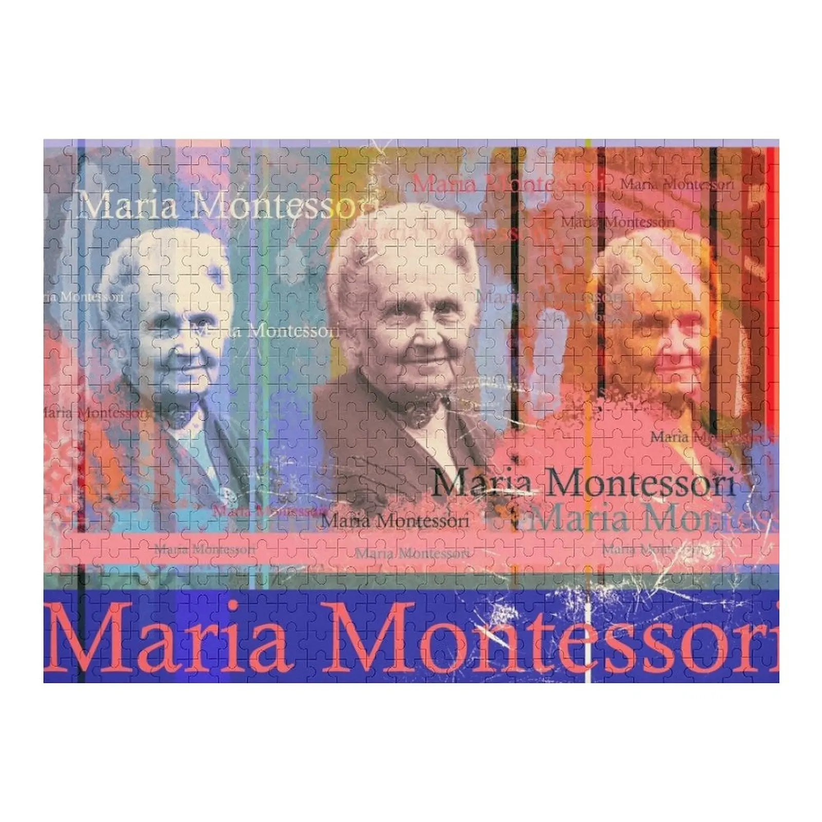 

beautiful Maria Montessori portrait, aesthetic collage of the well-known teacher Jigsaw Puzzle Personalized Child Gift