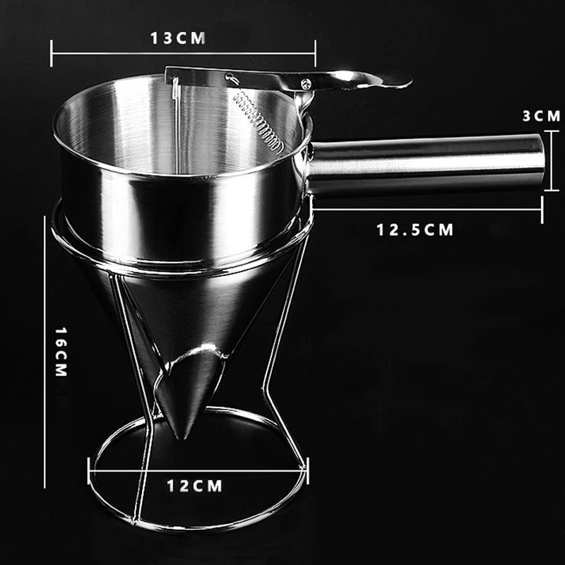 EgieMr Pancake Batter Dispenser for Thick Batter, Funnel Cake Batter  Dispenser Great for Cupcake, Waffle &Takoyaki, Pro Stainless Steel Funnel  for