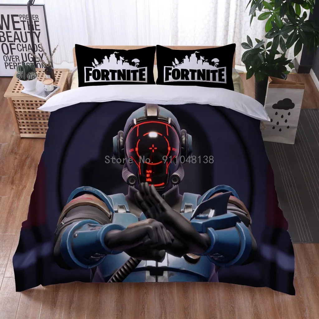 Fortnite Bedding Set Cartoon Game Hundred PvP Competitive Shooting Game Duvet Cover Pillowcases Kids Comforter Bedroom Decor