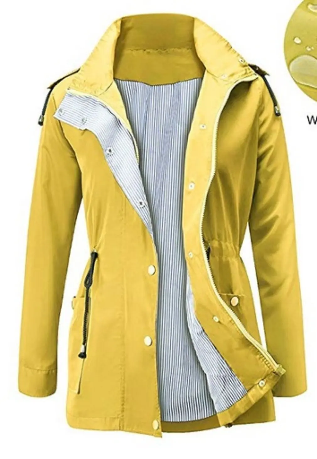  Chaqueta cortavientos ligera para mujer con capucha con cordón  de cintura a prueba de viento impermeable de cuello alto con capucha  abrigos de lluvia, Verde ejército, XL : Ropa, Zapatos y